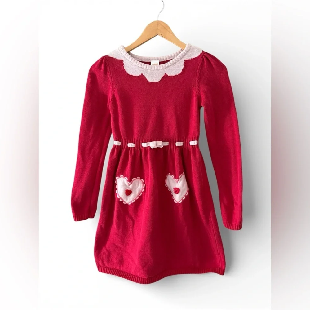 ❣️Gymboree Red Dress with Pink Heart .      Size 12